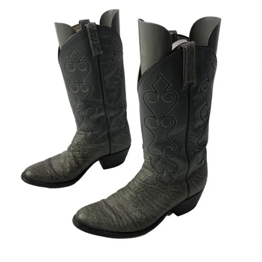 Dan Post 6297091 El Paso Grey Leather Men’s Cowboy Boots size 8.5 D